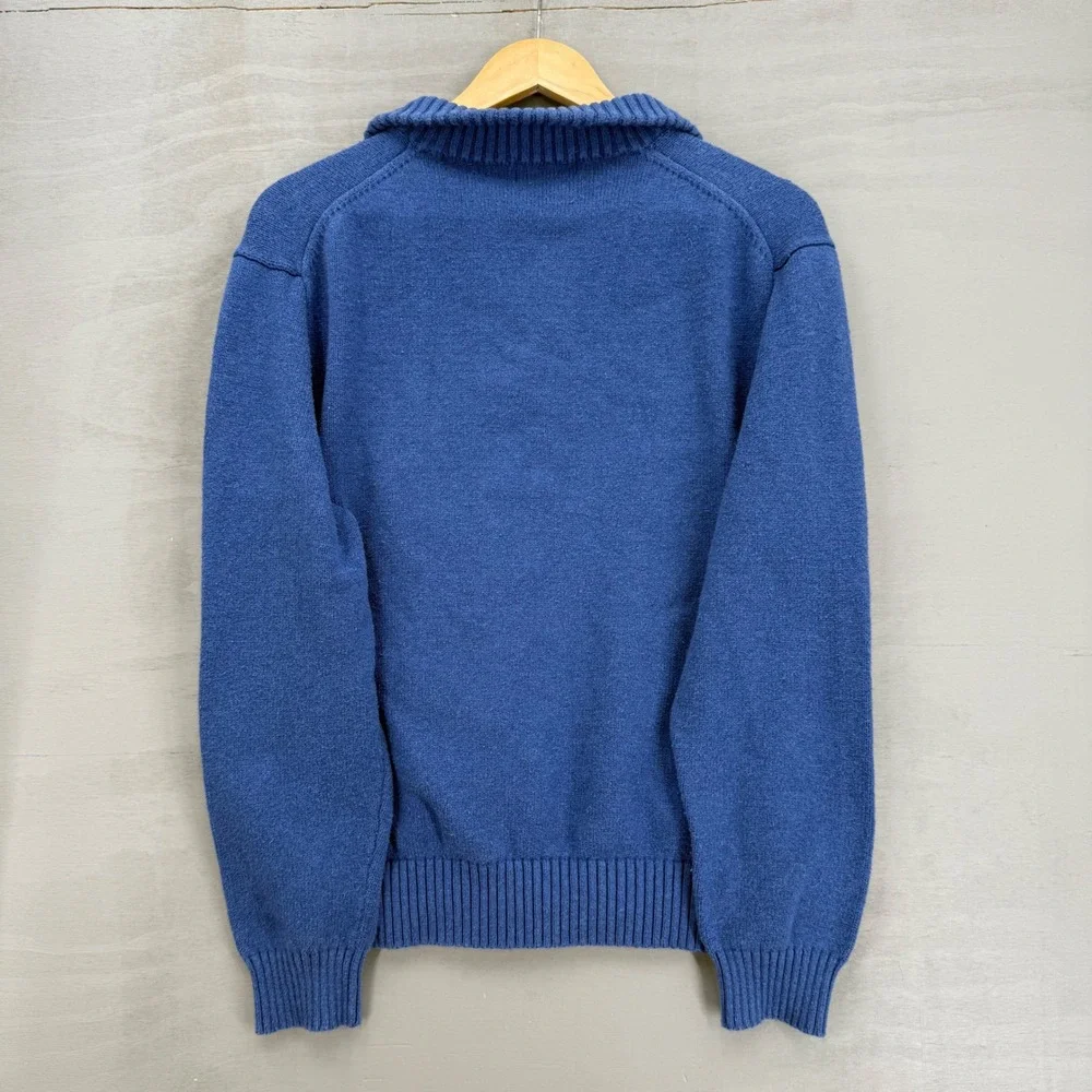 Polo Ralph Lauren Quarter Zip Sweater Blue Cotton Knit Pullover XL